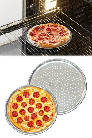 Delikli Paslanmaz Çelik Pizza Fırın Tepsisi 36 Cm ARS-PIZZA-36 - 1