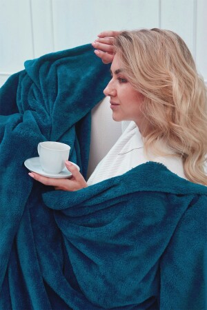 Deluxe Wellsoft Battaniye Petrol Mavisi Çift Kişilik 200x220 cm 152-21-002 - Mislina Home