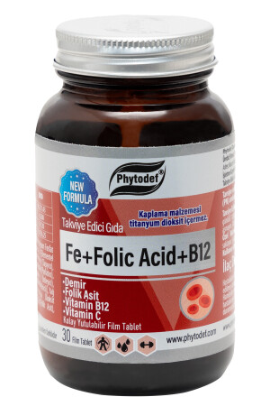 Demir + Folik Asit + Vitamin B12 + Vitamin C - 30 Tablet PHYTDFCLLGNTBLT-59 - 1