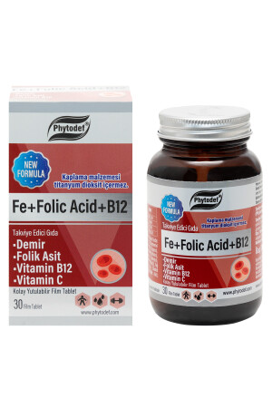 Demir + Folik Asit + Vitamin B12 + Vitamin C - 30 Tablet PHYTDFCLLGNTBLT-59 - 5