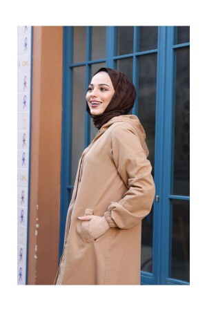 Denim Kapşonlu Kap- Denim Pardesü- BADEM - Vellichor