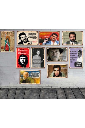 Deniz Gezmiş Tuncel Kurtız yılmaz Güney Ahmet Kaya Temalı 10 Adet 20x30 cm Ahşap Tablo Seti - Takifix