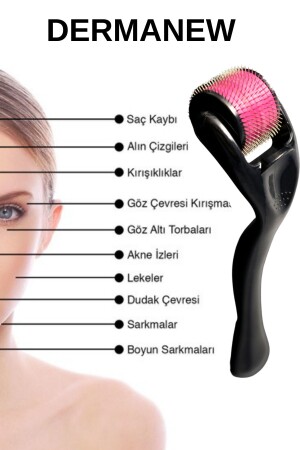 DERMANEW Skin Blemish Facial Renewal – Dermaroller – Kamm – Haarmassage 540 Nadel-Titanroller (1 mm) - Dermaroller