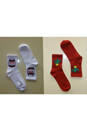 Desenli Renkli Kolej Çorabı 10 Çift 1032 - 2