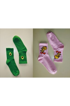 Desenli Renkli Kolej Çorabı 10 Çift 1032 - 3