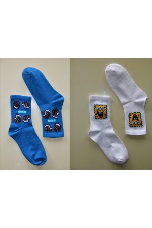 Desenli Renkli Kolej Çorabı 10 Çift 1032 - 5