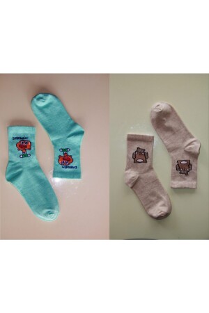 Desenli Renkli Kolej Çorabı 10 Çift 1032 - 6