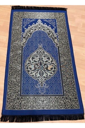 Desenli Saçaklı Hediyelik Bohçalık Tafta Mavi Seccade - Ayhanhome