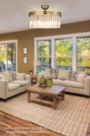 Desina 40 Lık Kristal Taşlı Avize - (Eskitme Kaplama) PY-300-40 - Avizemoda