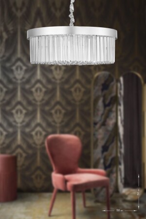 Desina 50'lik Kristal Taşlı Lüks Avize - (gümüş-yaldız) PY-300-50 - Avizemoda