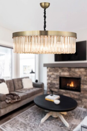 Desina 60'lık Kristal Taşlı Lüks Avize - (eskitme Kaplama) PY-300-60 - Avizemoda