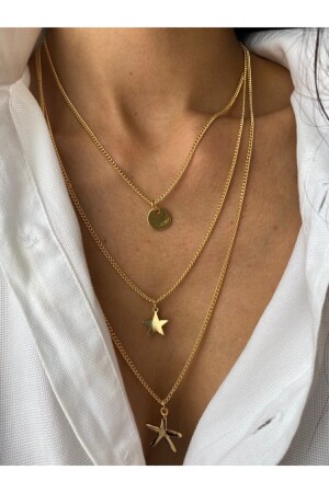 Detaillierte Dreifachkombinations-Halskette mit Seestern - Magicstone
