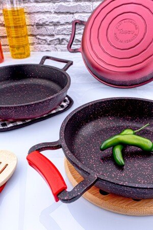 Diez - 3'lü Sahan Seti Kırmızı (18-20-22cm) T4319 - Taşev