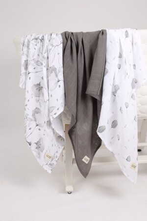 Dijital Baskılı 3'lü Müslin Örtü Seti - 75x75 Cm ZT5000 - LUCKKA