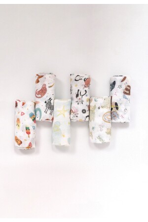 Dijital Baskılı 6'lı Çok Amaçlı Müslin Örtü Seti - 75x75 Cm ZTC100 - LUCKKA