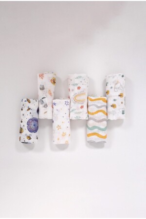 Dijital Baskılı 6'lı Çok Amaçlı Müslin Örtü Seti - 75x75 Cm ZTC100 - LUCKKA