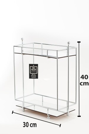 Dikdörtgen Gümüş Aynalı Kahve Yanı Sunumluk Hediyelik Dekorasyon Ikramlık Organizer Mdf Ahşap 40cm PSTSHYGLD - 3