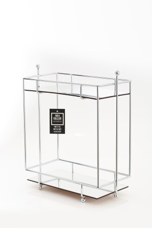 Dikdörtgen Gümüş Aynalı Kahve Yanı Sunumluk Hediyelik Dekorasyon Ikramlık Organizer Mdf Ahşap 40cm PSTSHYGLD - 6