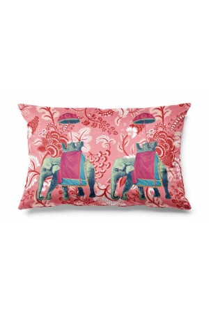 Dikdörtgen Hint Fili Desenli Çift Tarafı Baskılı Süet Kırlent Kılıfı - Pilloveland