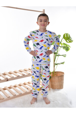 Dinozor Baskılı Çocuk Pijama Takımı 665236632 - 1