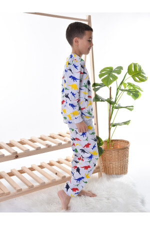 Dinozor Baskılı Çocuk Pijama Takımı 665236632 - 4