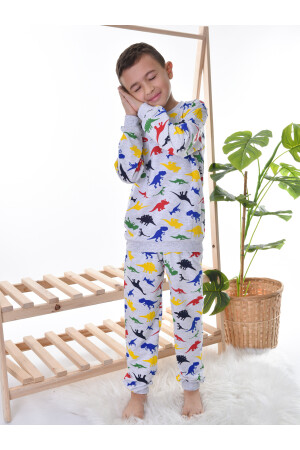 Dinozor Baskılı Çocuk Pijama Takımı 665236632 - 5