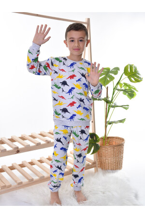 Dinozor Baskılı Çocuk Pijama Takımı 665236632 - 7