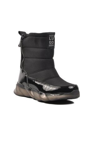 DMK-Z001 Damen-Schneestiefel aus schwarzem Lackleder mit Fell innen - Ayakmod