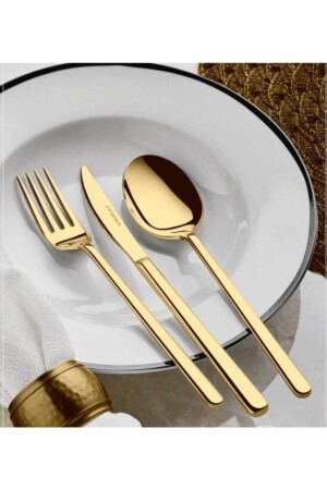 Dmr Life Rüya Gold Titanyum 18 Parça 6 Kişilik Çatal Kaşık Seti (YEMEK GRUBU) rüyagold - Demir Çeyiz