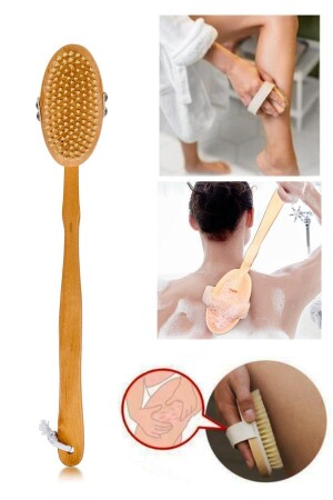 Doğal At Kılı Selülit Fırçası Ahşap Saplı - Mujgan