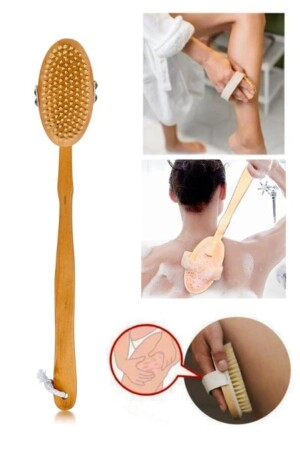 Doğal At Kılı Selülit Fırçası Ahşap Saplı Uzun At Kılı - Kitchen Beauty