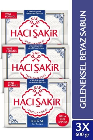 Doğal Geleneksel Saf Beyaz Sabun 4x150 gr X3 Adet - Hacı Şakir