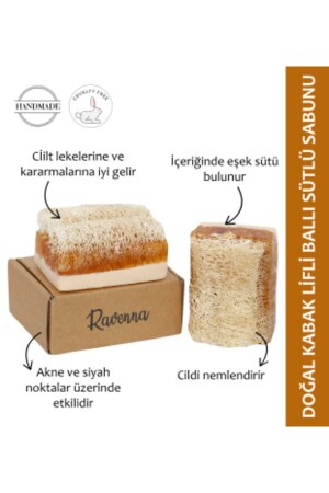 Doğal Kabak Lifli El Yapımı Ballı Eşek Sütlü Sabun RVN1 - RAVENNA