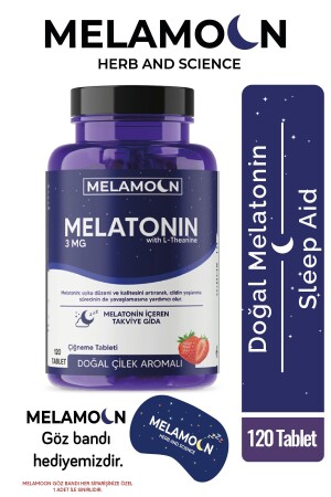 Doğal Melatonin Ve Teanin Içeren 120 Tablet Takviye Edici Gıda 3 Mg- Daha Kaliteli Ve Stressiz Uyku MLM3 - Melamoon