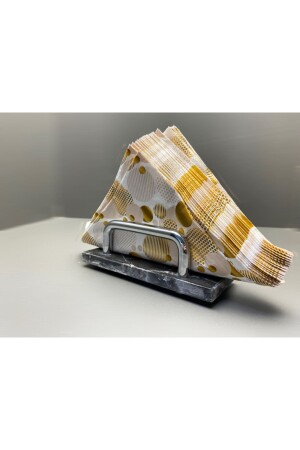 Doğal Siyah Mermer Gümüş Peçetelik SBGP - Modestmar