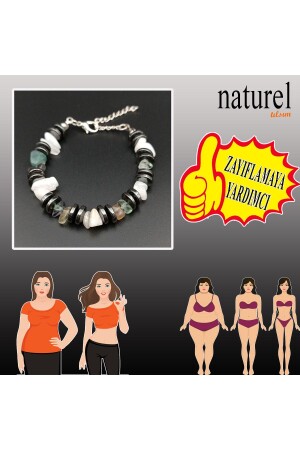 Doğal Taş Zayıflama Bilekliği - Kilo Form Rejim Yardımcısı -ay Taşı-florit-hematit Zayıflama Çapası - Naturel Tılsım