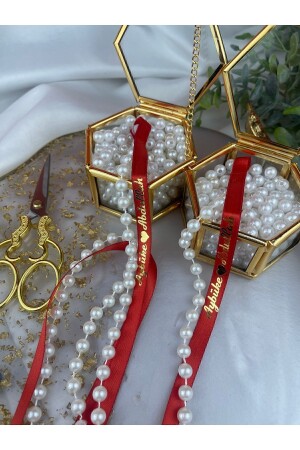 Dökülmeyen İncili Kırmızı İsimli Söz ve Nişan Kurdelesi - Rima Tasarım