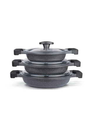 Döküm 3'lü Sahan Set 6 Parça Gri - Thermoad