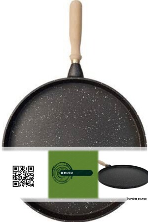 Döküm Granit 36 Cm Sığ Gözleme Bazlama Krep Hamur Pizza Et Balık Pişirme Tavası (siyah) MNDSGTV36CM001 - 1