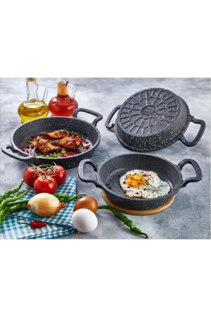 Döküm Granit Lüks Sahan Seti 3lü 16 18 20 EDADKMTV - Eda