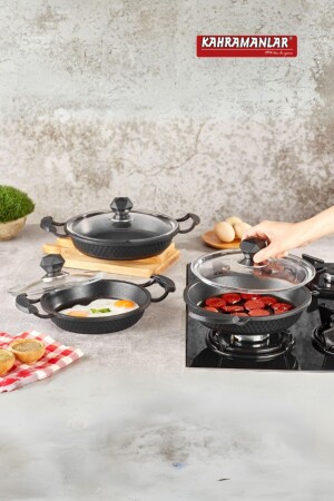 Pfannenset aus Gusseisen 18/20/22 cm - Kahramanlar
