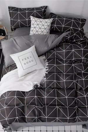 Doppelseitiges Einzelbettbezug-Set mit elastischen Laken, Muster 4751, Geometrie AWCT-0168 - Always