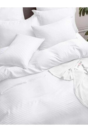 Doppelt gestreiftes Hotel-Bettbezug-Set aus Satin - Caqqa