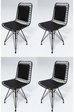 Drahtstuhl mit Rückenkissen, Drahtstuhl 4-teilig, Küche, Balkon, Café dop7966681igo - Mobilya aksesuar