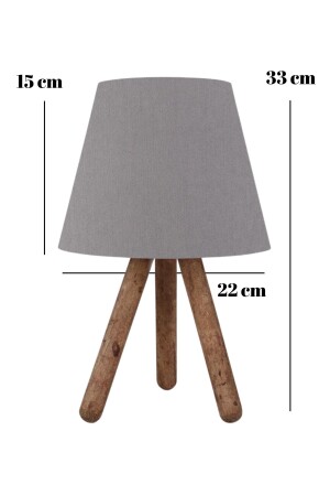 Dreibeiniger Lampenschirm aus Holz mit grauem Stoffkopfteil, Schlafzimmer- und Kinderzimmer-Tischlampe AAG-1965 - 3
