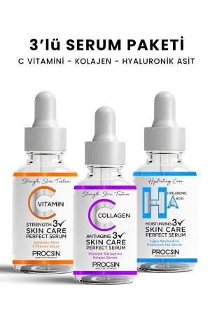 Dreifaches Serumpaket (VITAMIN C – KOLLAGEN – HYALURONSÄURE SERUM) - Procsin