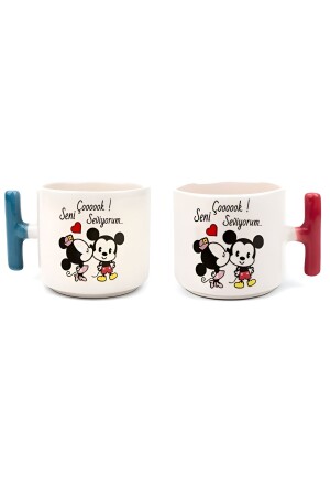 Duble Türk Kahvesi Fincanı & Espresso Mickey Minnie Sevgili Seti T Kulp 200 Ml SvglTf96 - GünayStore