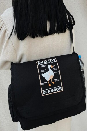Duck Anatomy Baskılı Su Geçirmez Geniş İç Hacimli Suluk Cepli Unisex Postacı Çanta - Moda West