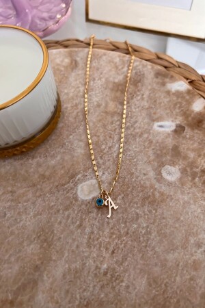 Dünne Halskette mit Buchstabe A und Evil Eye-Anhänger - Trendy Butik