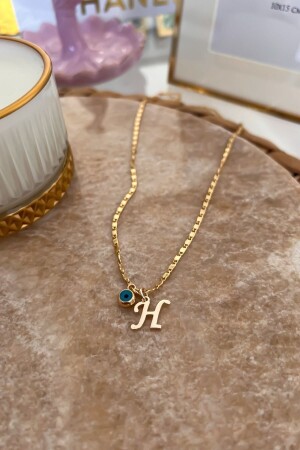 Dünne Halskette mit H-Buchstaben und Evil Eye-Anhänger - Trendy Butik